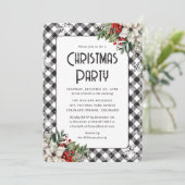 Elegant Plaid Winter Botanicals Christmas Party Kaart (Staand voorkant)