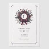 Elegant Plaid Wreath Vintage Christmas Party Vellum Uitnodigingen (Voorkant)