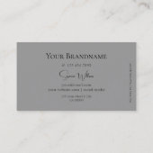 Elegant Plain Black en Grey met Monogram Modern Visitekaartje (Achterkant)