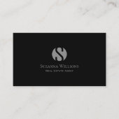 Elegant Plain Black en Grey met Monogram Modern Visitekaartje (Voorkant)