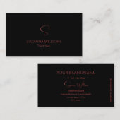 Elegant Plain Black en Red met monogram stijlvol Visitekaartje (Voorkant / Achterkant)