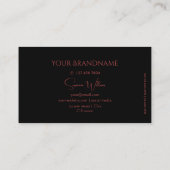 Elegant Plain Black en Red met monogram stijlvol Visitekaartje (Achterkant)