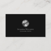 Elegant Plain Black en Silver met Logo stijlvol Visitekaartje (Voorkant)