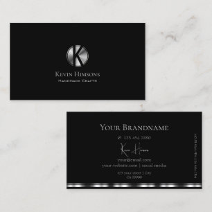 Elegant Plain Black en Silver met monogram Chic Visitekaartje