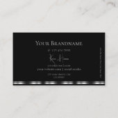 Elegant Plain Black en Silver met monogram Chic Visitekaartje (Achterkant)