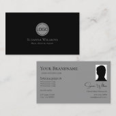 Elegant Plain Black Grey met Logo- en Photo Cool Visitekaartje (Voorkant / Achterkant)