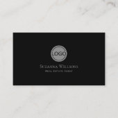 Elegant Plain Black Grey met Logo- en Photo Cool Visitekaartje (Voorkant)