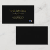 Elegant Plain Black met Gold Text Social Media Visitekaartje (Voorkant / Achterkant)