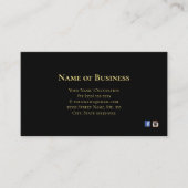 Elegant Plain Black met Gold Text Social Media Visitekaartje (Voorkant)