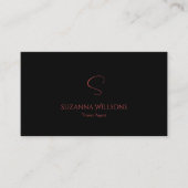 Elegant Plain Black Red met monogram en Logo Visitekaartje (Voorkant)