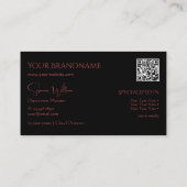 Elegant Plain Black Red met monogram en QR-code Visitekaartje (Achterkant)