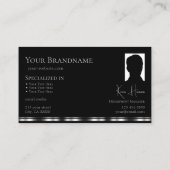 Elegant Plain Black Silver met monogram en foto Visitekaartje (Achterkant)