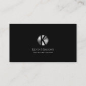 Elegant Plain Black Silver met monogram en Logo Visitekaartje (Voorkant)