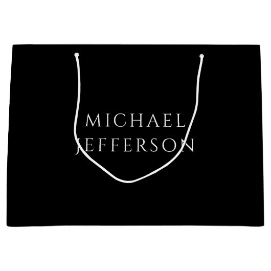 Elegant Plain Black White Personalized Custom Groot Cadeauzakje (Voorkant)