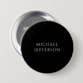 Elegant Plain Black White Personalized Custom Ronde Button 7,6 Cm (Voorkant /achterkant)