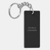 Elegant Plain Black White Personalized Custom Sleutelhanger (Voorkant Links)