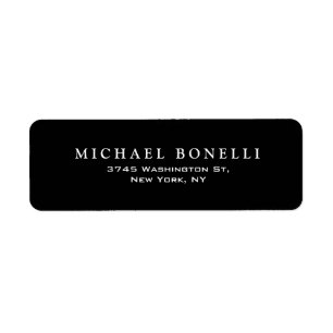 Elegant Plain Black White Return Address Label