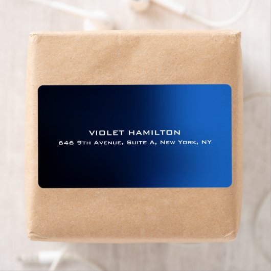 Elegant Plain Blue Professioneel Modern Minimalist Etiket (Insitu)