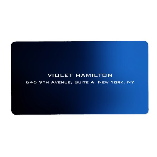 Elegant Plain Blue Professioneel Modern Minimalist Etiket (Voorkant)