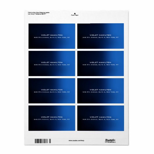Elegant Plain Blue Professioneel Modern Minimalist Etiket (Full Sheet)