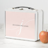 Elegant Plain Blush Pink White Script Monogram (In situ)