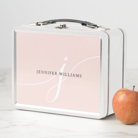 Elegant Plain Blush Pink White Script Monogram (In situ)
