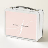 Elegant Plain Blush Pink White Script Monogram (Achterkant)