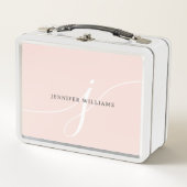 Elegant Plain Blush Pink White Script Monogram (Voorkant)