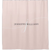 Elegant Plain Blush Pink White Script Monogram Douchegordijn (Voorkant)