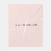 Elegant Plain Blush Pink White Script Monogram Fleece Deken (Voorkant)