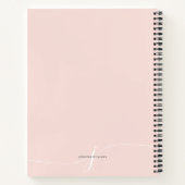 Elegant Plain Blush Pink White Script Monogram Notitieboek (Achterkant)