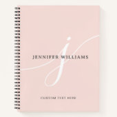 Elegant Plain Blush Pink White Script Monogram Notitieboek (Voorkant)