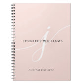 Elegant Plain Blush Pink White Script Monogram Notitieboek (Voorkant)