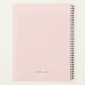 Elegant Plain Blush Pink White Script Monogram Planner (Achterkant)