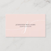 Elegant Plain Blush Pink White Script Monogram Visitekaartje (Voorkant)