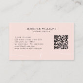 Elegant Plain Blush Roze Script Monogram QR Code Visitekaartje (Achterkant)