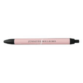 Elegant Plain Blush Roze Script Monogram Zwarte Inkt Pen (Voorkant)