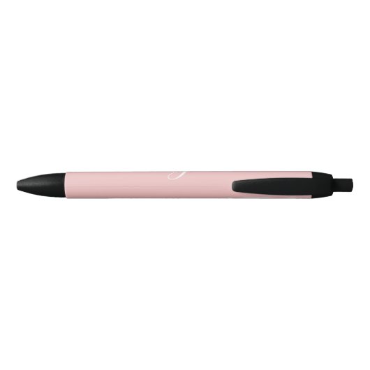 Elegant Plain Blush Roze Script Monogram Zwarte Inkt Pen (Achterkant)