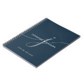 Elegant Plain Dusty Navy Blue Script Monogram Notitieboek (Linkerzijde)