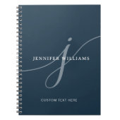 Elegant Plain Dusty Navy Blue Script Monogram Notitieboek (Voorkant)