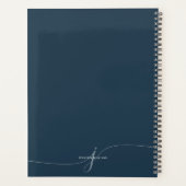 Elegant Plain Dusty Navy Blue Script Monogram Planner (Achterkant)