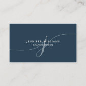 Elegant Plain Dusty Navy Blue Script Monogram Visitekaartje (Voorkant)