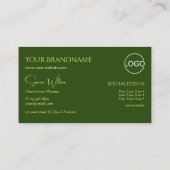 Elegant Plain Forest Green met Monogram en Logo Visitekaartje (Achterkant)