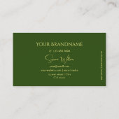 Elegant Plain Forest Green met Monogram Stijlvol Visitekaartje (Achterkant)