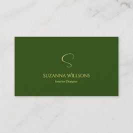 Elegant Plain Forest Green met Monogram Stijlvol Visitekaartje