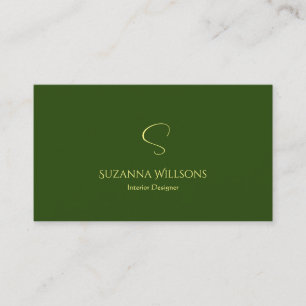 Elegant Plain Forest Green met Monogram Stijlvol Visitekaartje