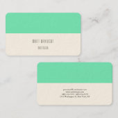 Elegant Plain Green Blue White Professional Visitekaartje (Voorkant / Achterkant)