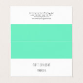 Elegant Plain Green Blue White Professional Visitekaartje (Buitenkant ongevouwen)