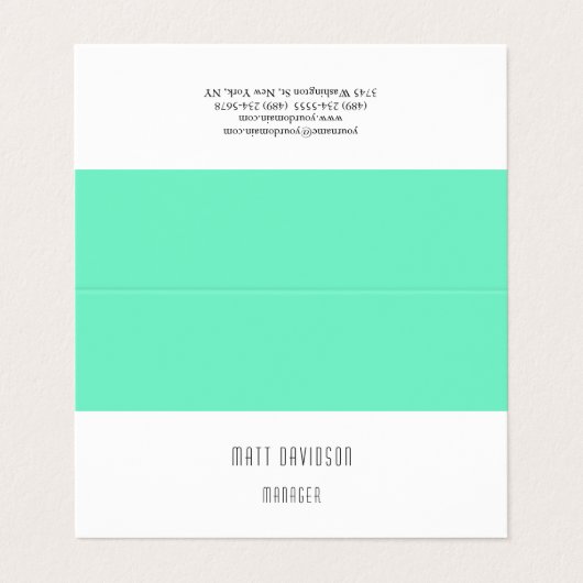 Elegant Plain Green Blue White Professional Visitekaartje (Buitenkant ongevouwen)