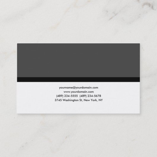 Elegant Plain Grey White Black Professional Visitekaartje (Achterkant)